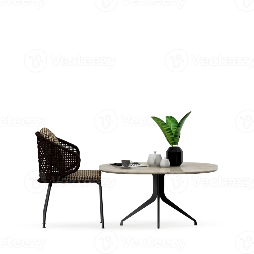 Isometric Table set front 3D render png