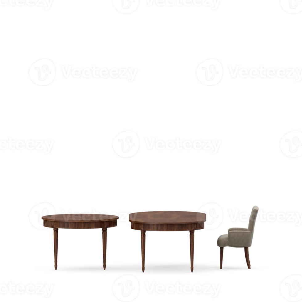 Isometric Table set front 3D render png