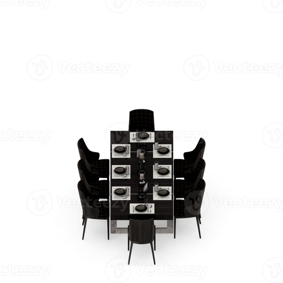 Isometric Table set Perspective 3D render png