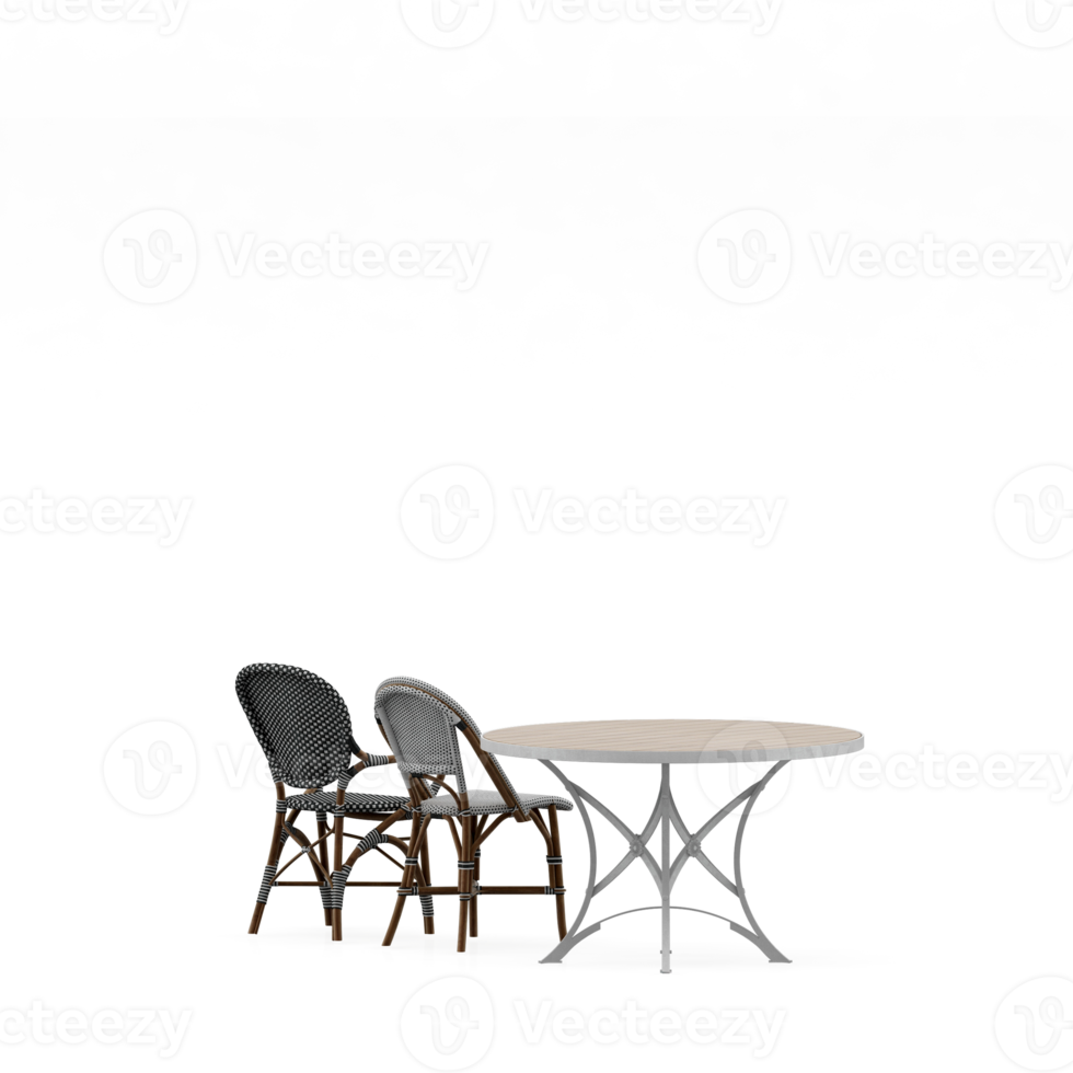 Isometric Table set front 3D render png