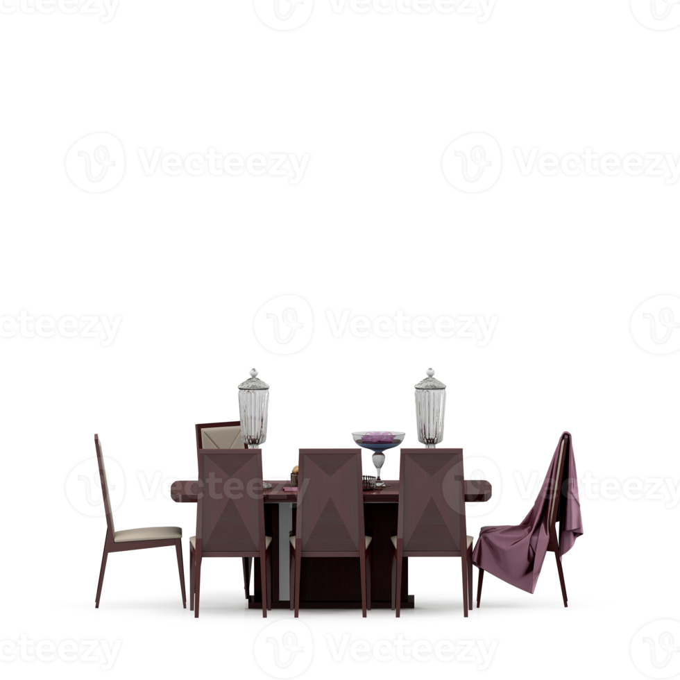 Isometric Table set front 3D render png