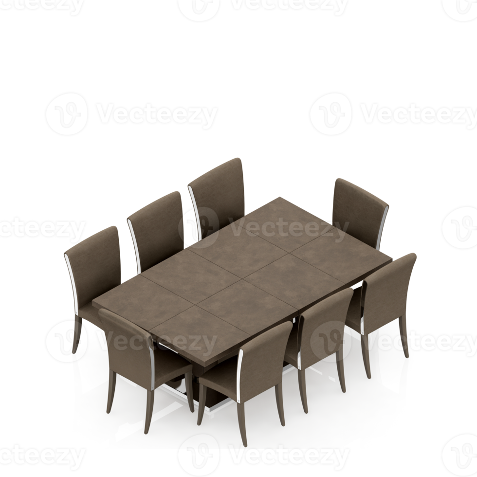 Isometric Table set Perspective 3D render png