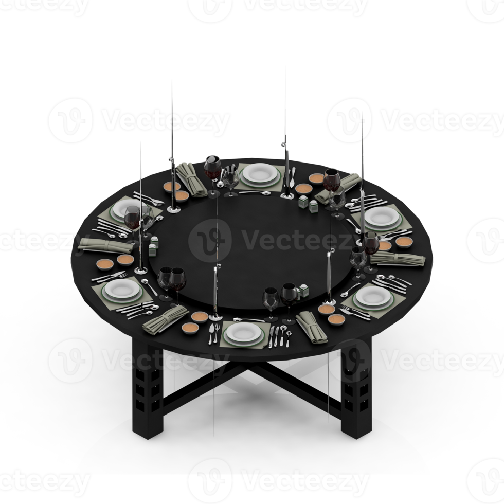 Isometric Table set Perspective 3D render png