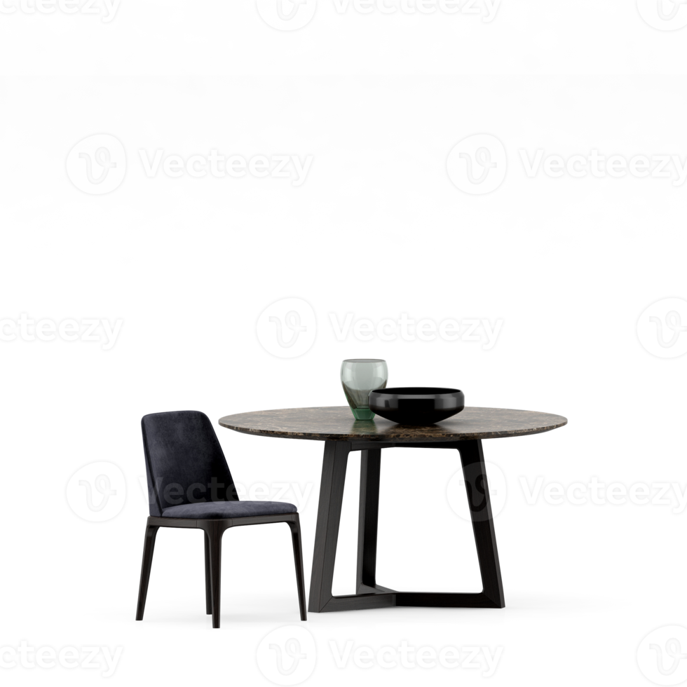 Isometric Table set front 3D render png