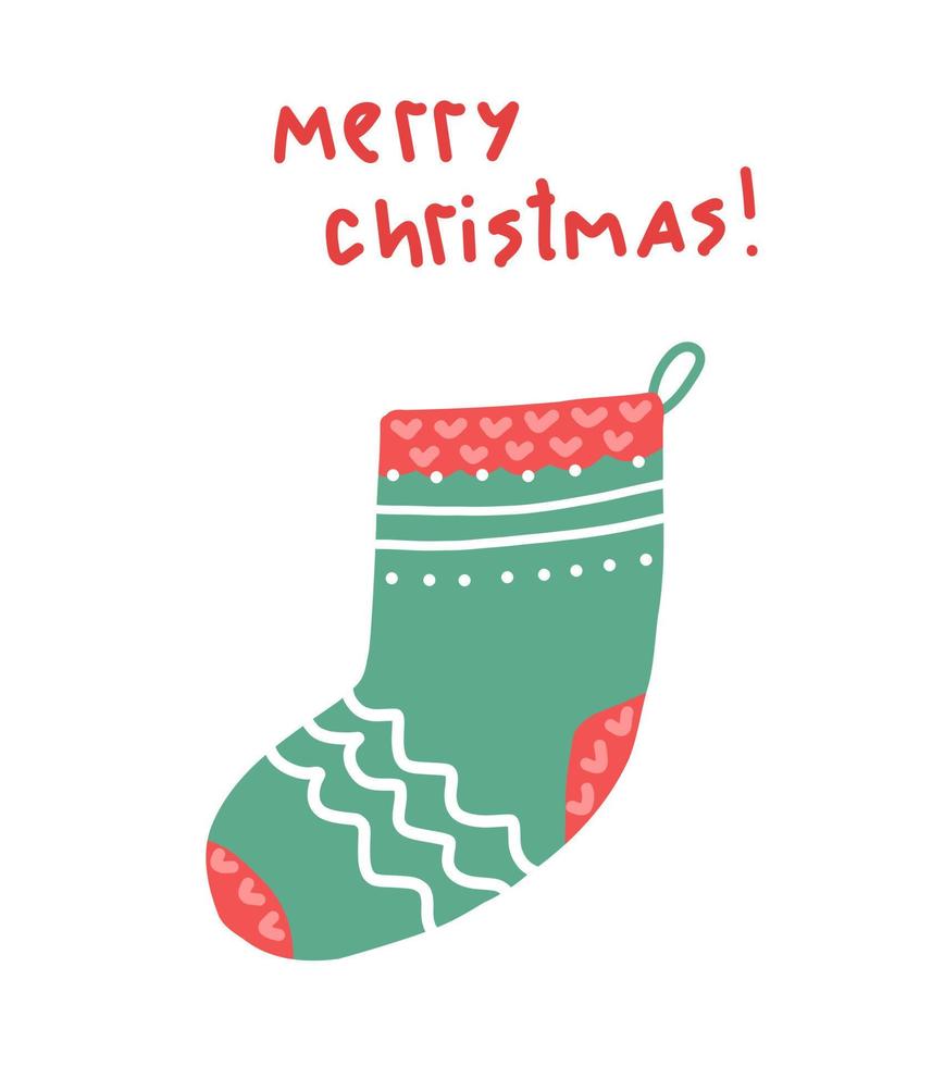 Christmas card. Merry christmas. Illustration Christmas sock for gifts vector