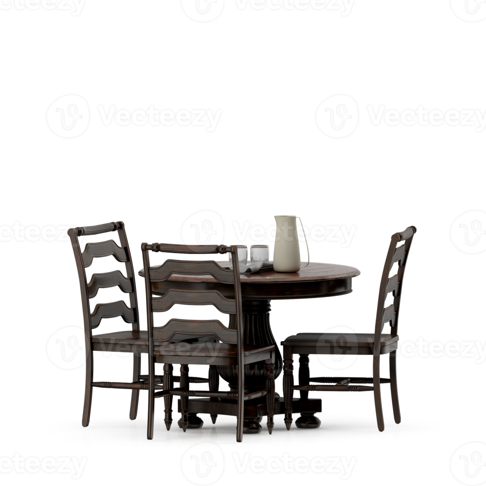 Isometric Table set front 3D render png