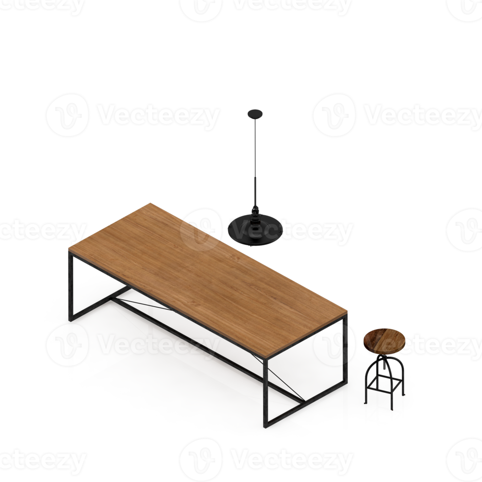 Isometric Table set Perspective 3D render png