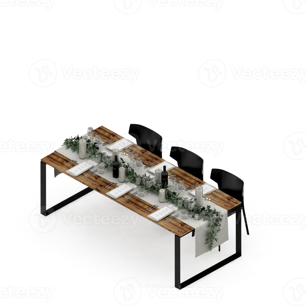 Isometric Table set Perspective 3D render png
