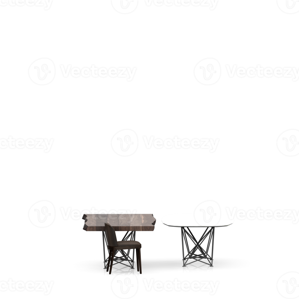 Isometric Table set front 3D render png