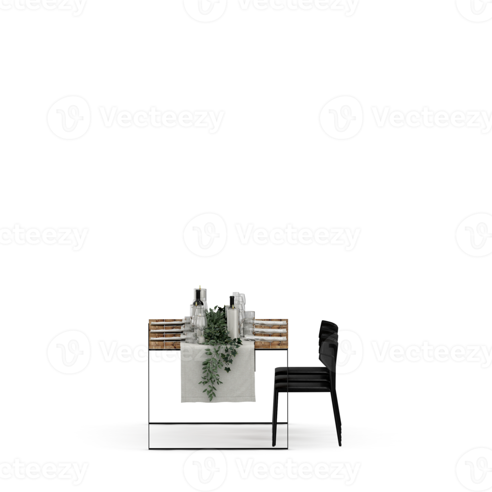 Isometric Table set front 3D render png