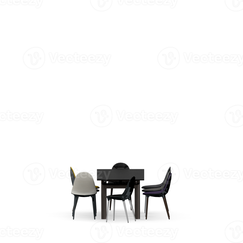 Isometric Table set front 3D render png