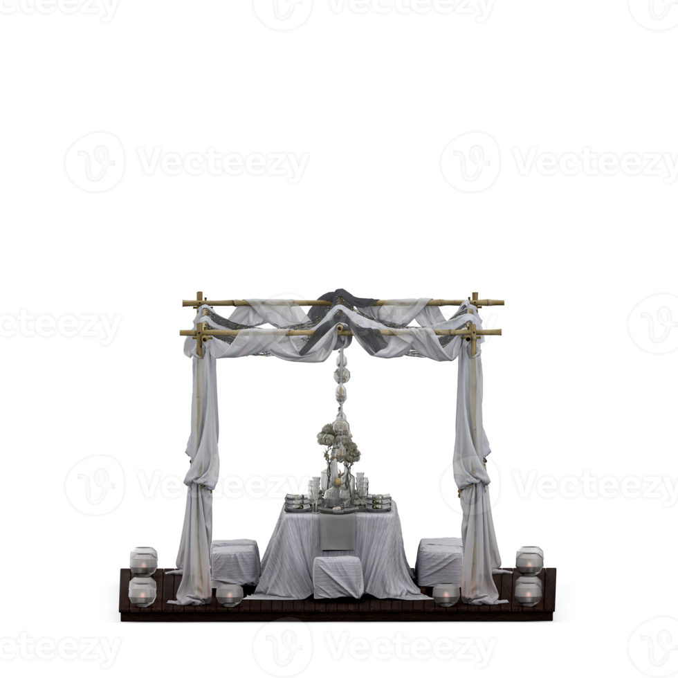 Isometric Table set front 3D render png