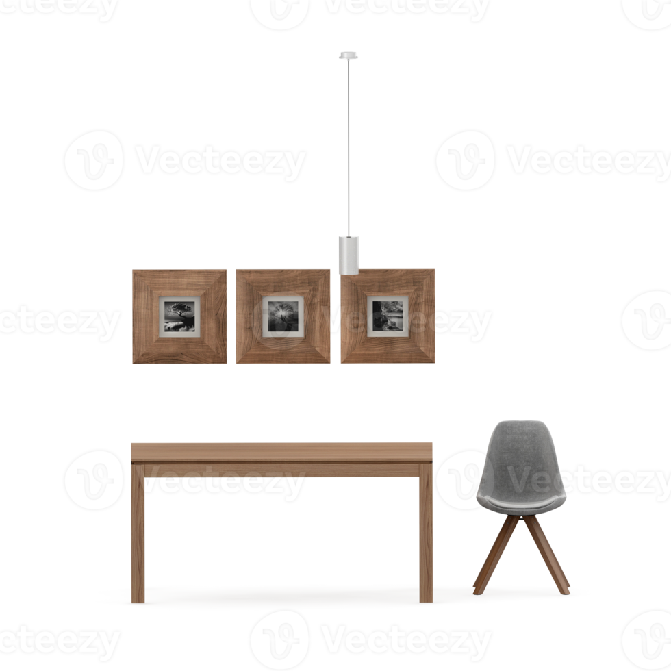 Isometric Table set front 3D render png