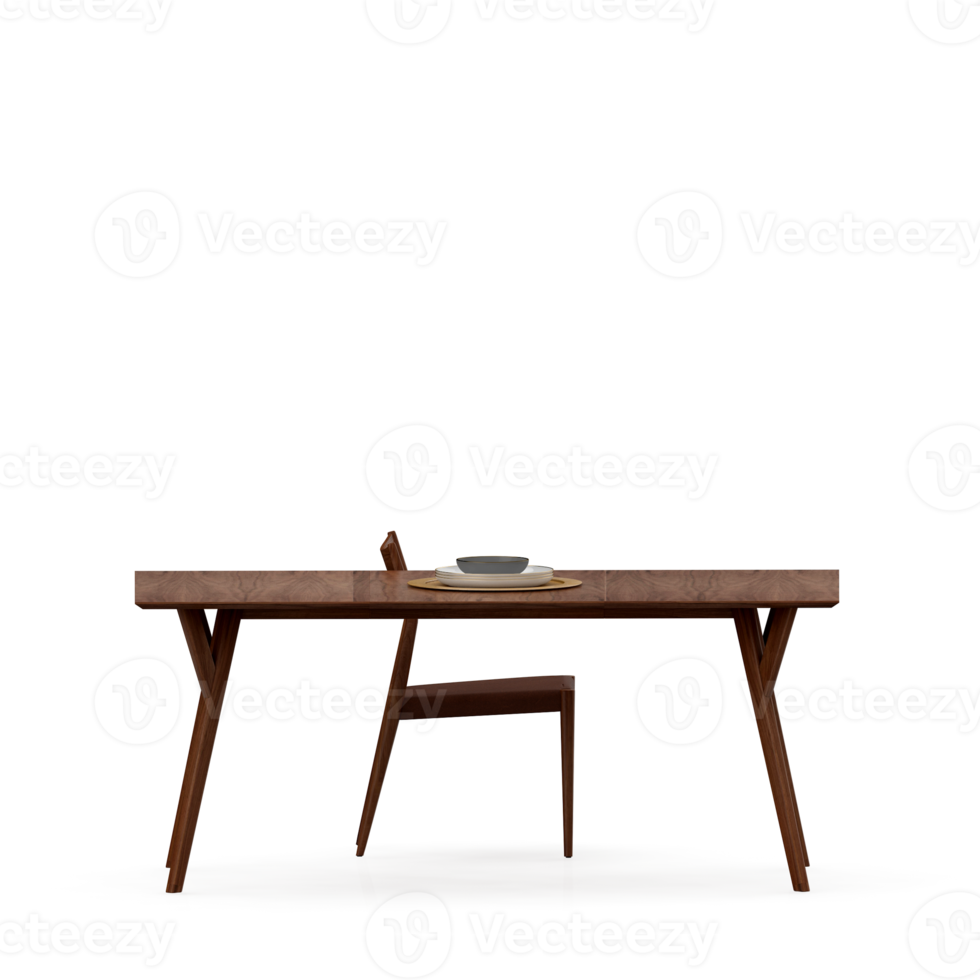 Isometric Table set front 3D render png
