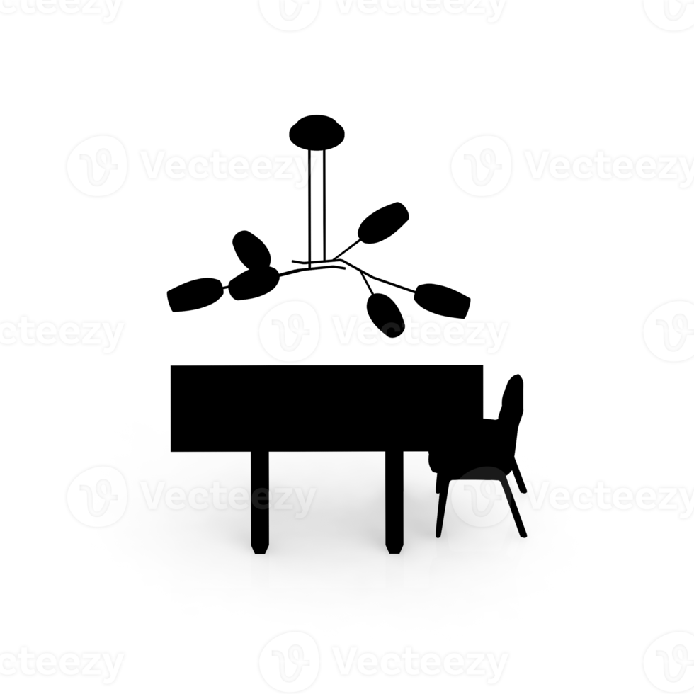 rendu 3d de la perspective de l'ensemble de table isométrique png