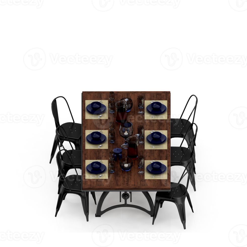 Isometric Table set Perspective 3D render png