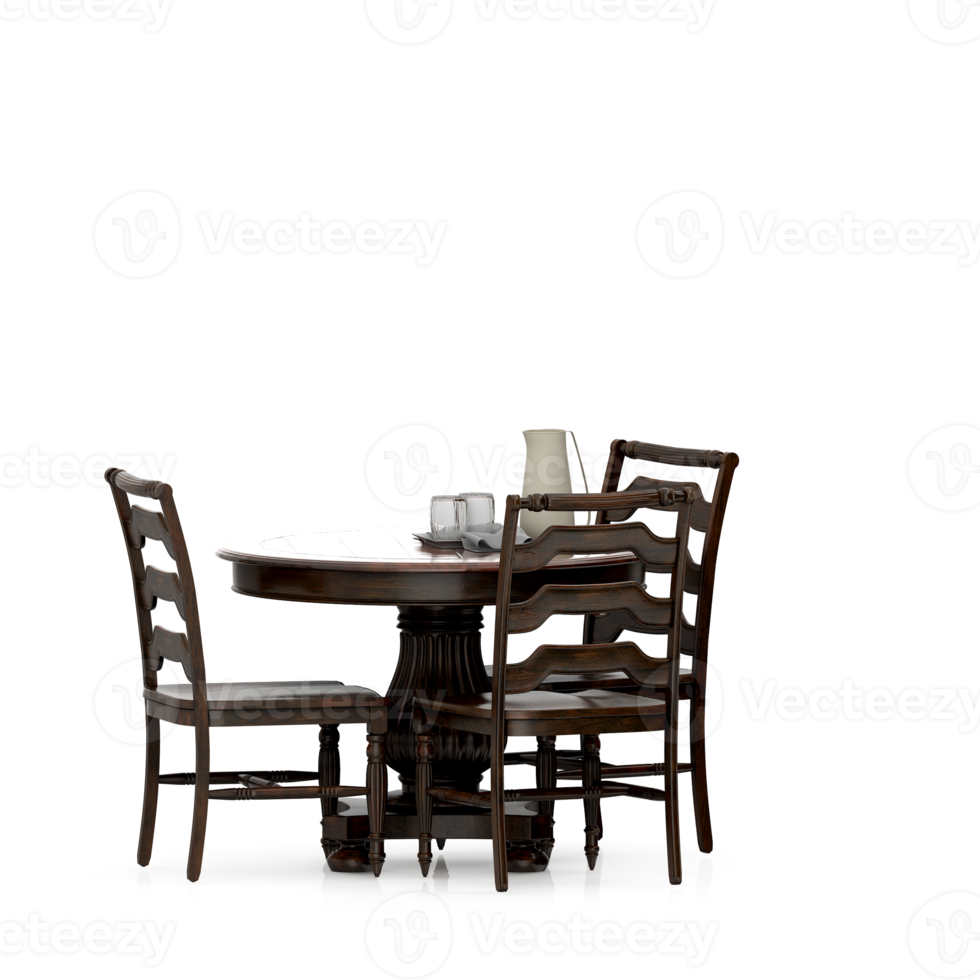 conjunto de mesa isométrica render 3d frontal png