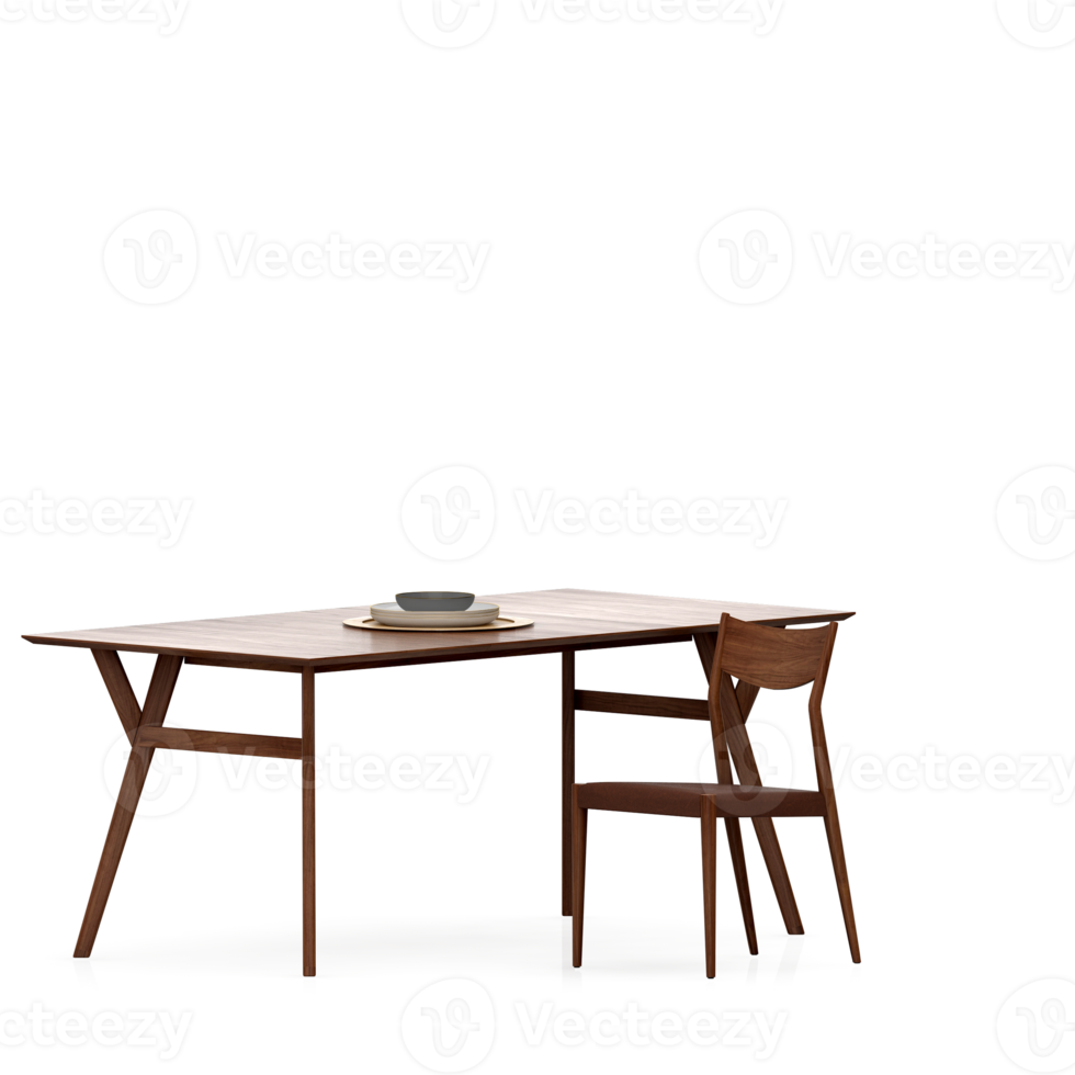 Isometric Table set front 3D render png