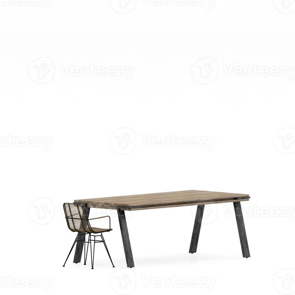 Isometric Table set front 3D render png