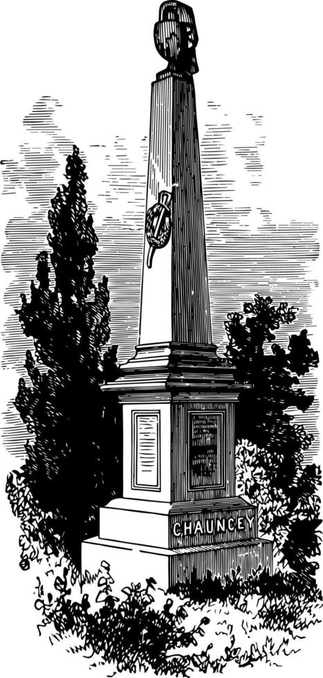 Chauncey Monument vintage illustration vector