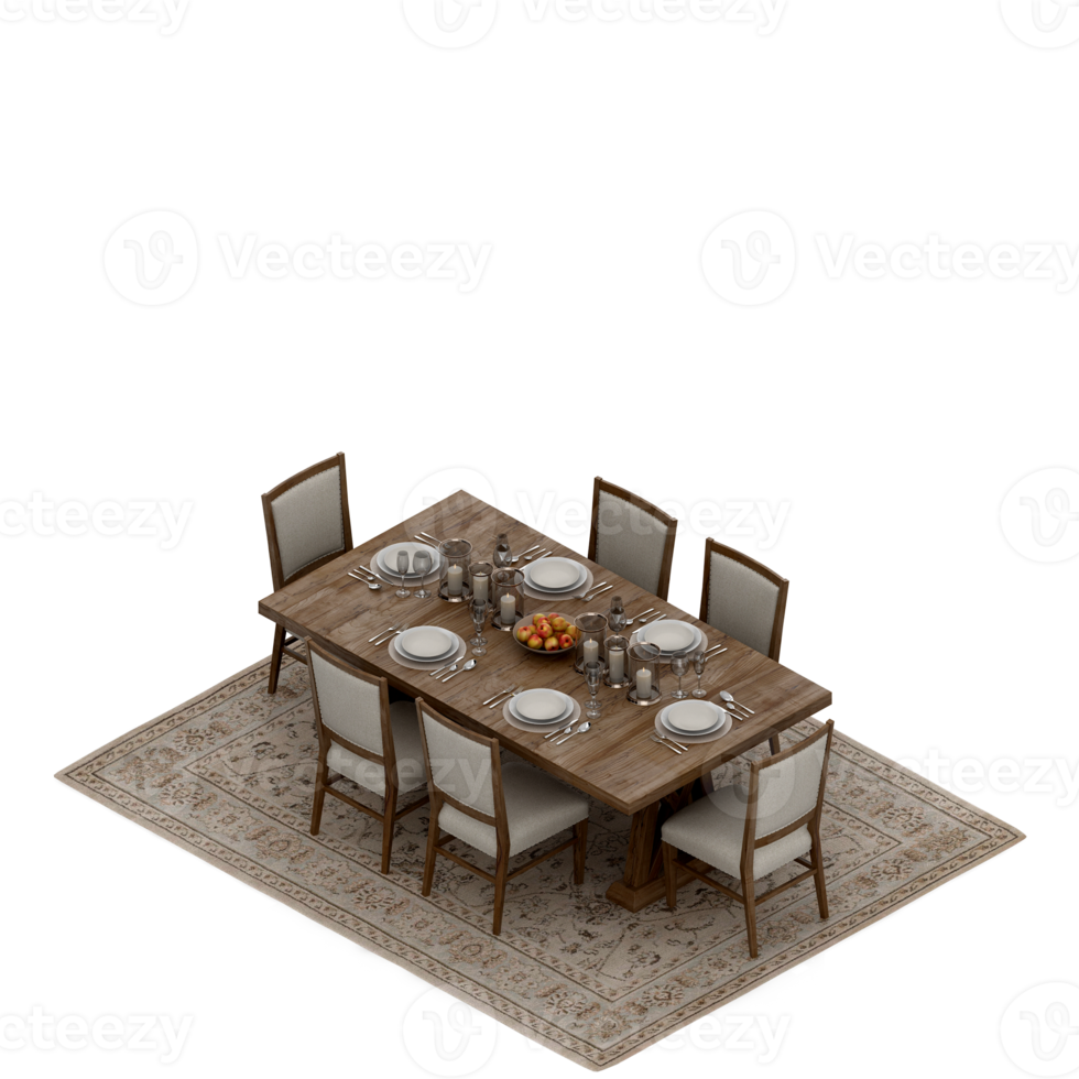 Isometric Table set Perspective 3D render png