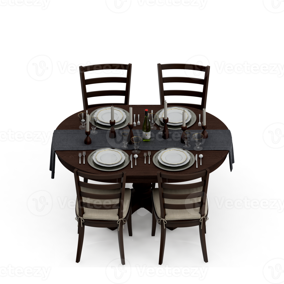 conjunto de mesa isométrica perspectiva 3d render png