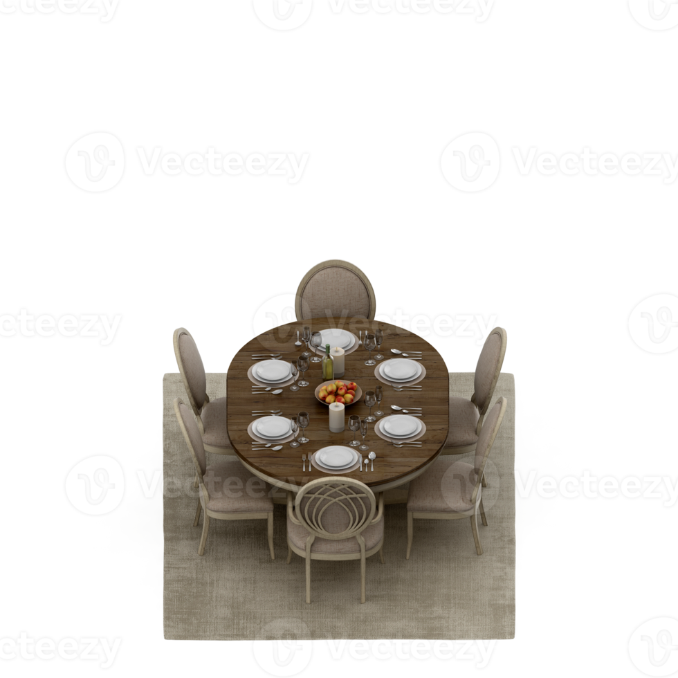 Isometric Table set Perspective 3D render png