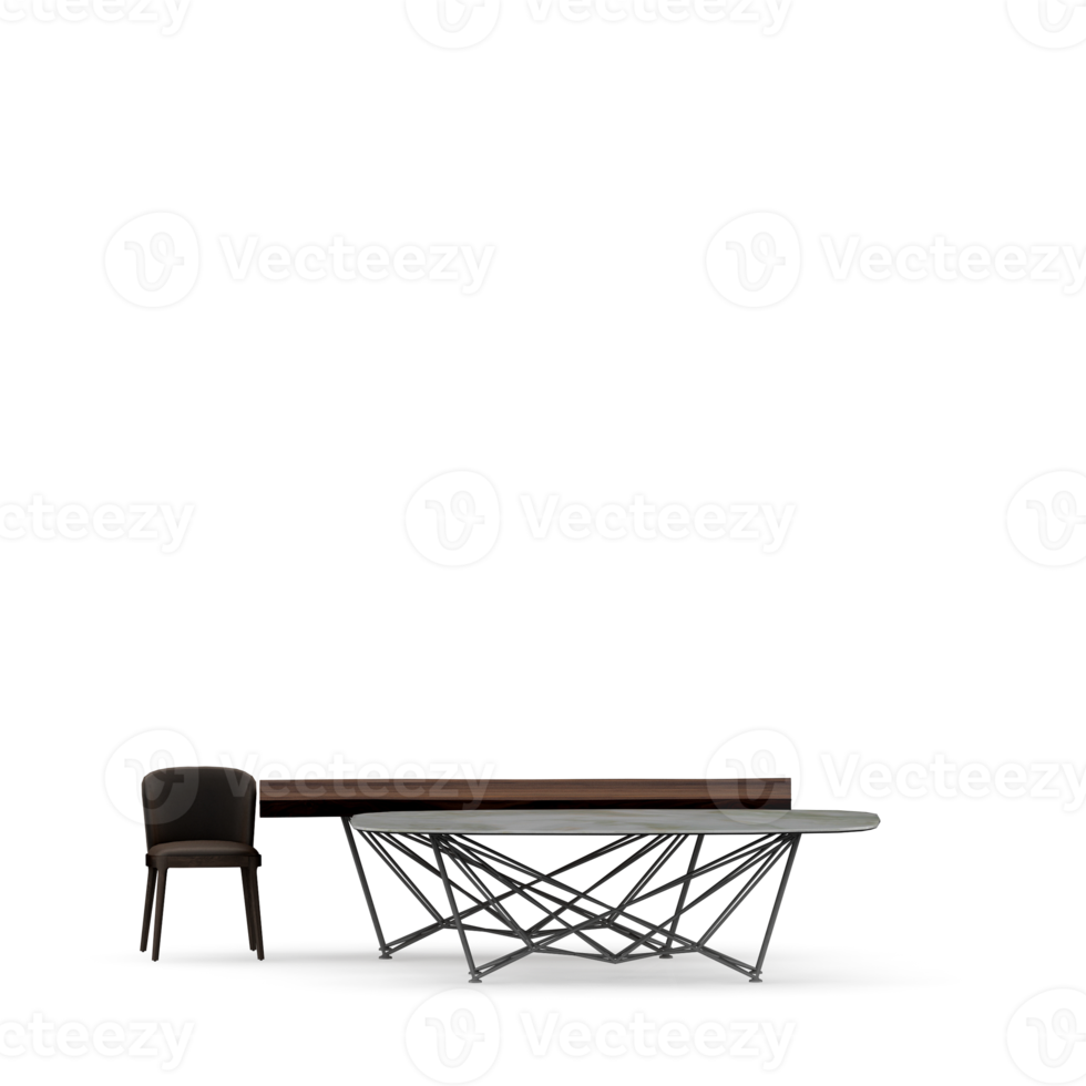 Isometric Table set front 3D render png