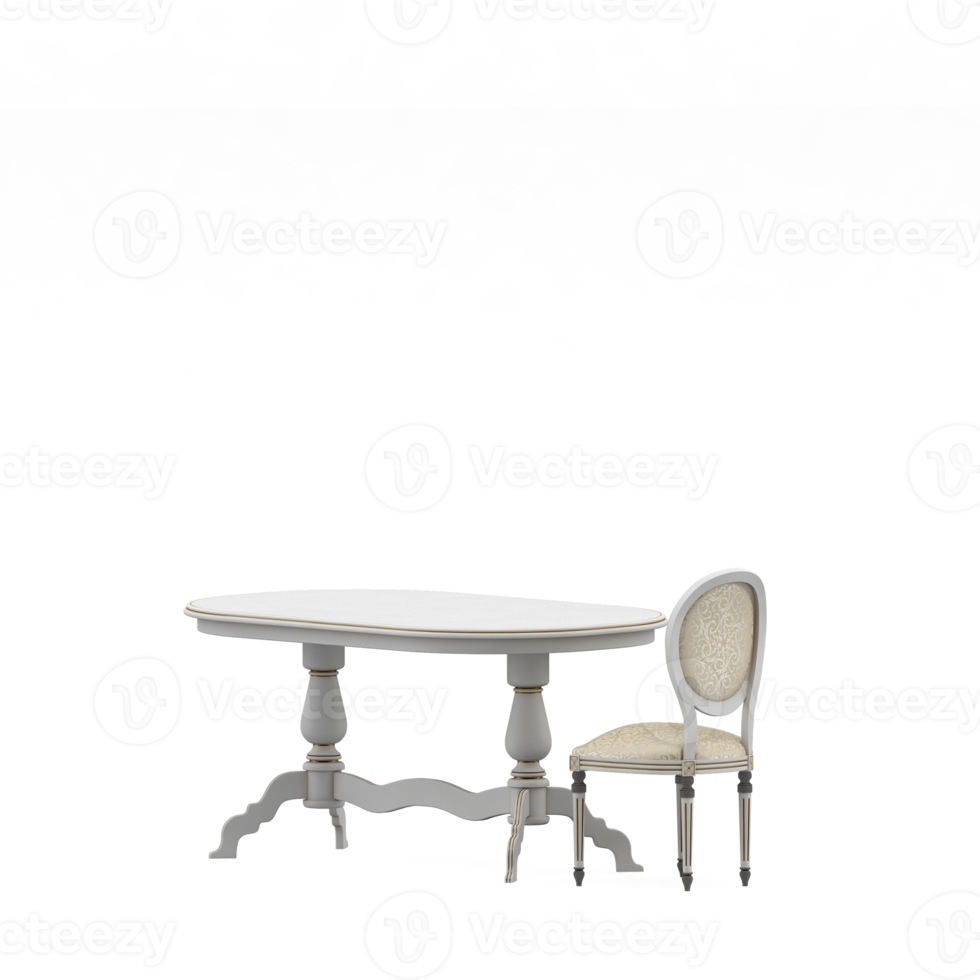 Isometric Table set front 3D render png
