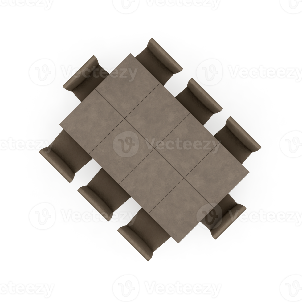 Isometric Table set Top 3D render png