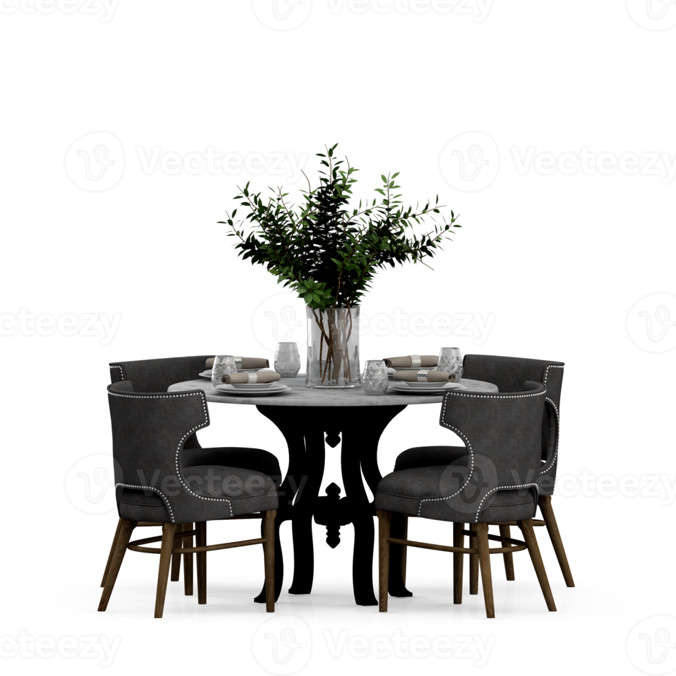 Isometric Table set front 3D render png