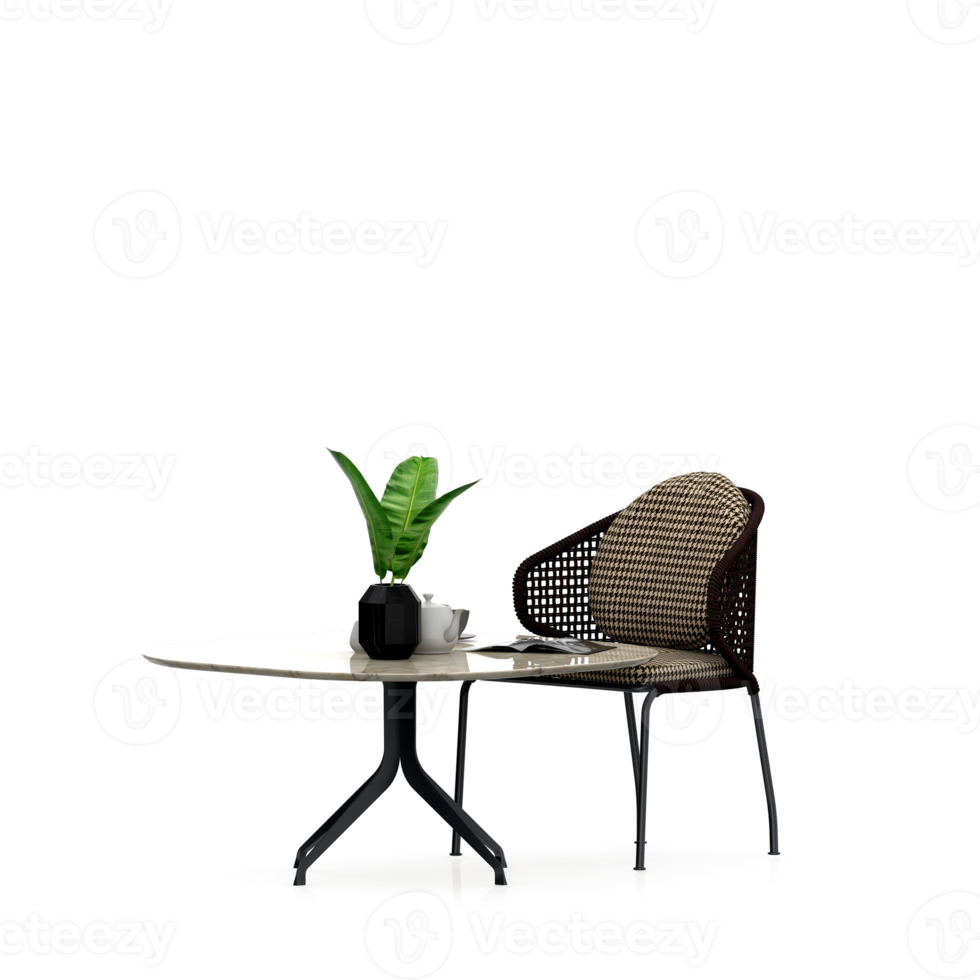 Isometric Table set front 3D render png