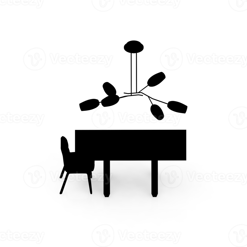 renderização 3d de perspectiva de conjunto de mesa isométrica png