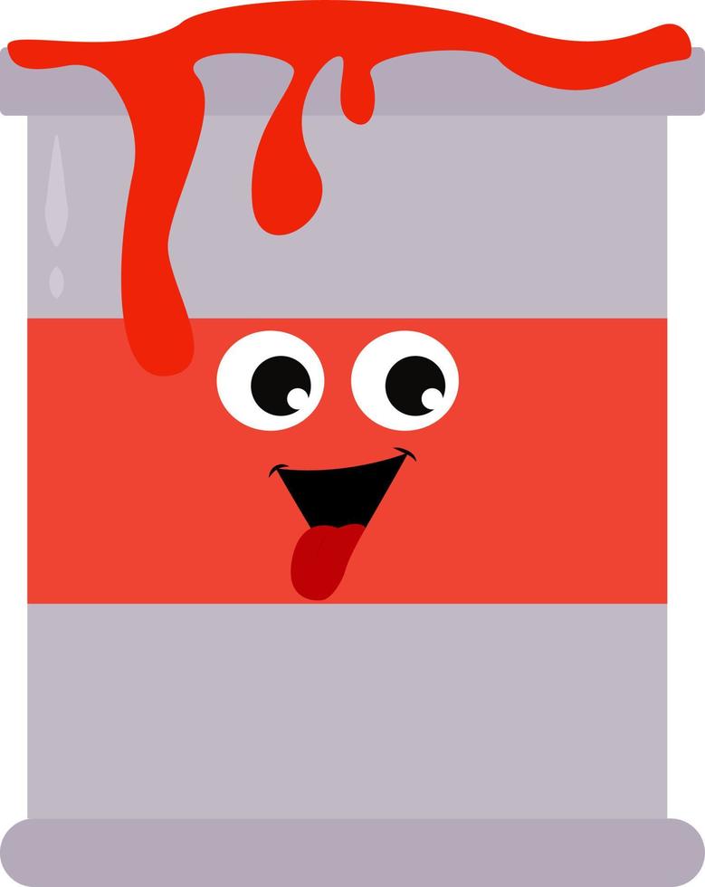 Red paint can, illustration, vector on white background.