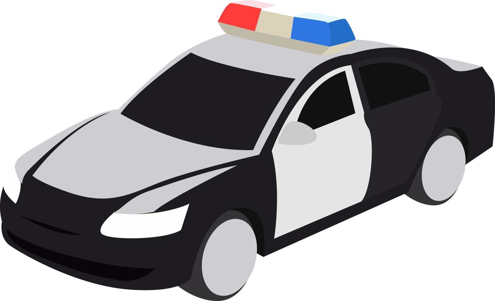 Modern police car, illustration, vector on white background.
