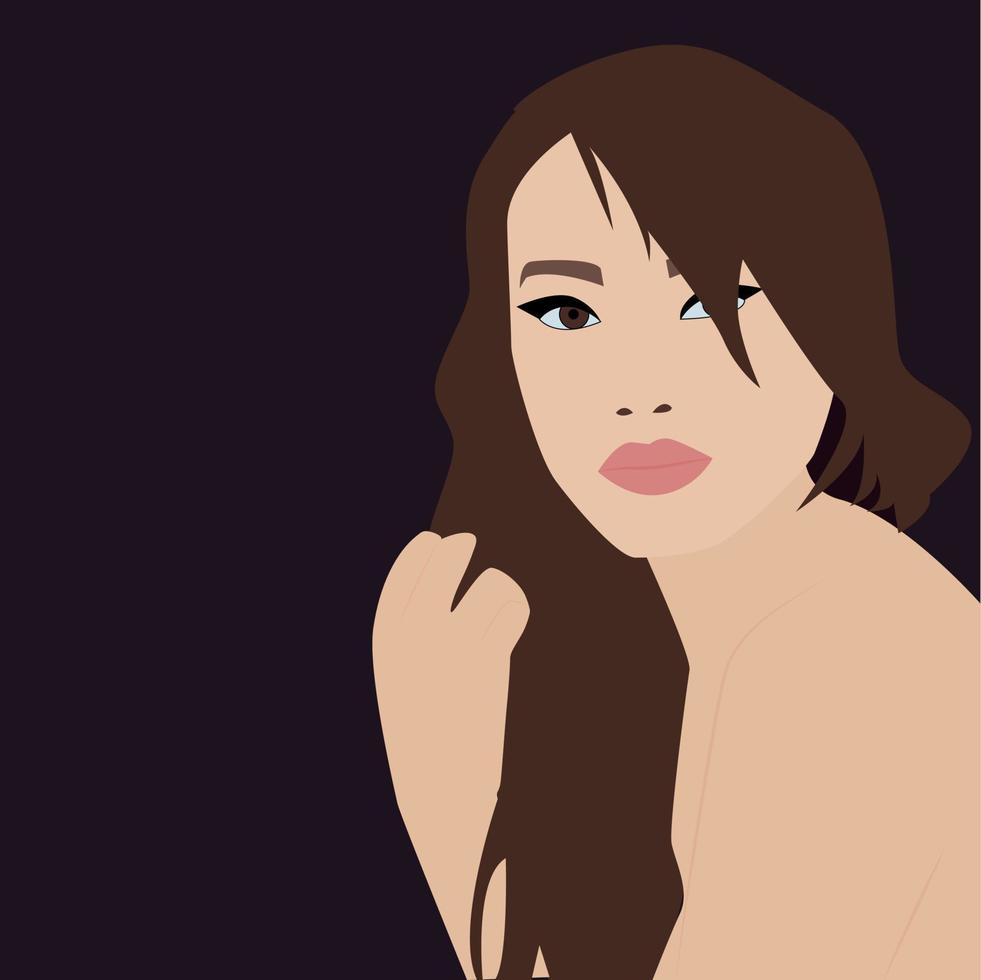 chica con pelo en la mano, ilustración, vector sobre fondo blanco.