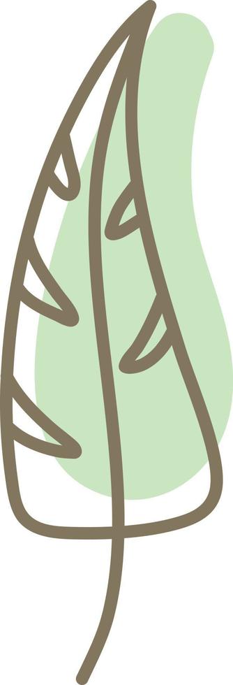 Green feather, illustration, vector on a white background.
