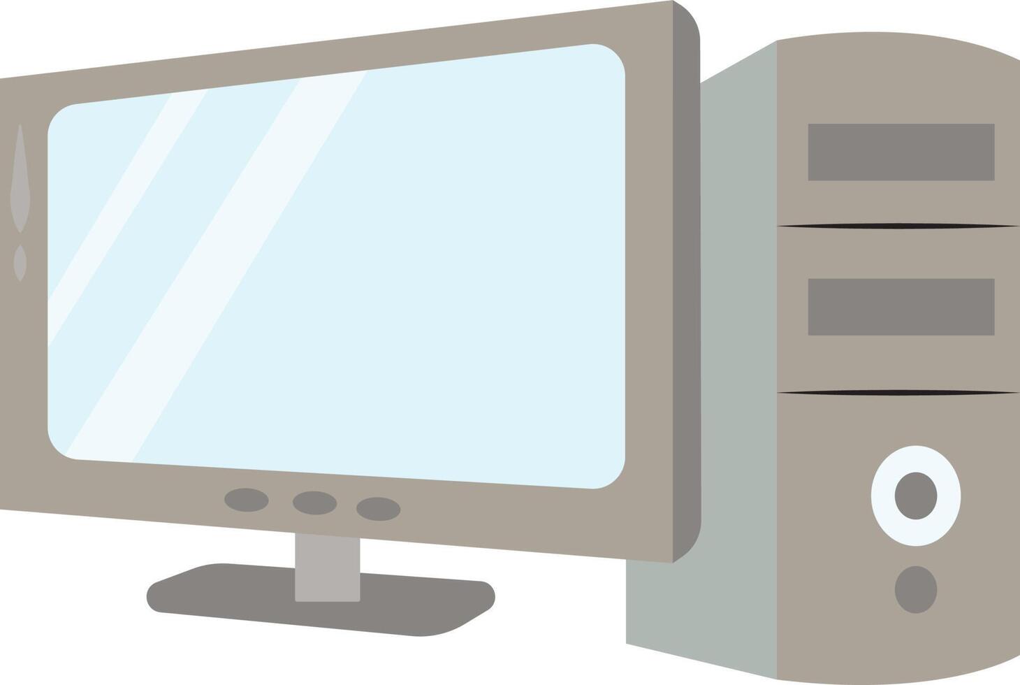 Computer setup, illustration, vector on white background.