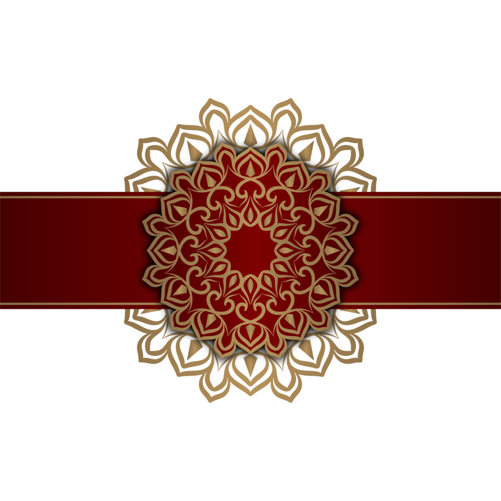 luxe mandala ornament, rood en goud, ronde grens png