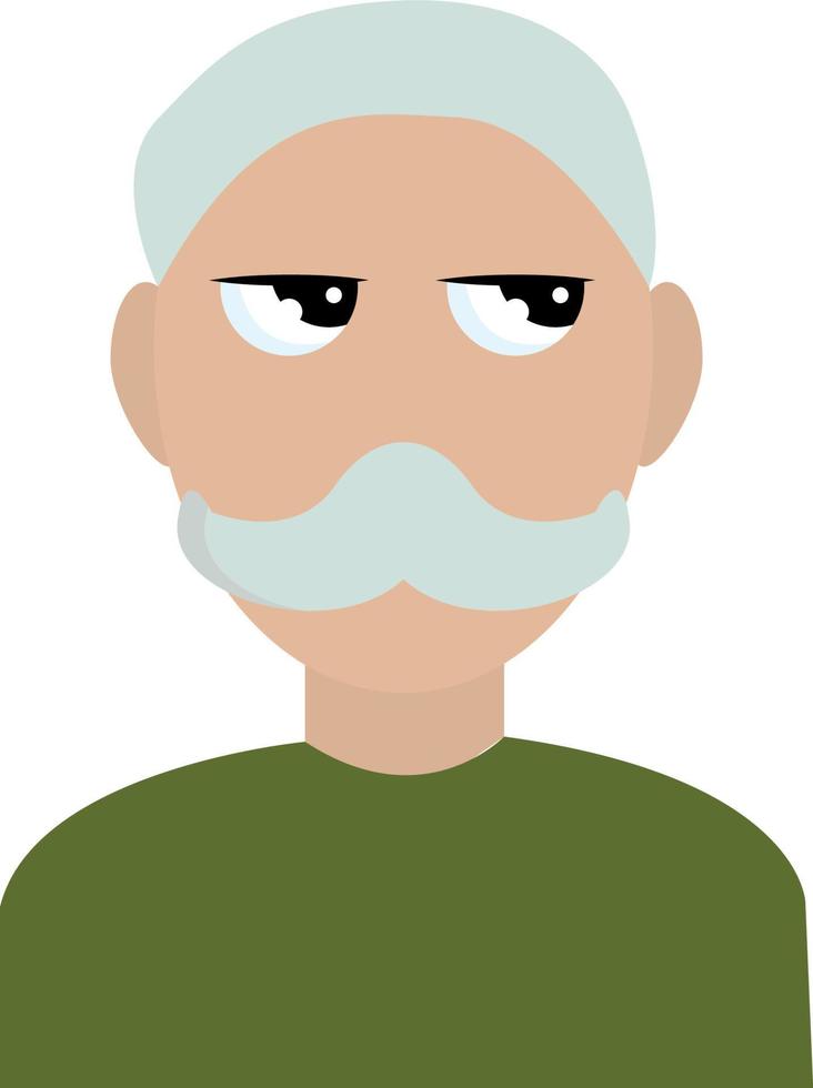 Old man looking, illustration, vector on white background.