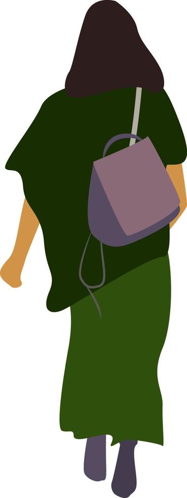 Girl in green, illustration, vector on white background.