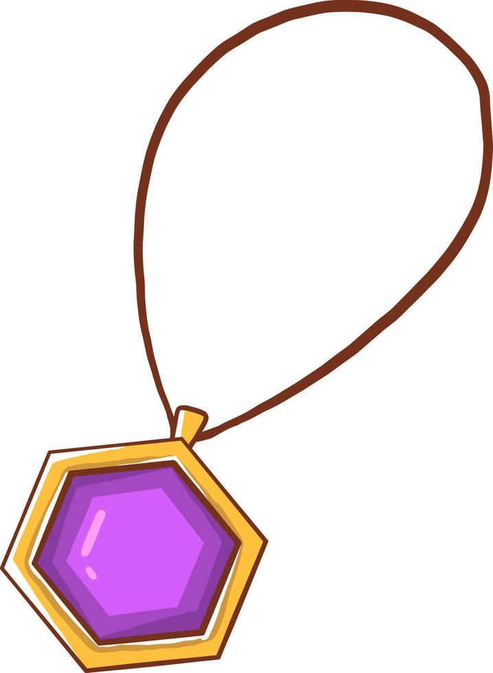 Purple stone necklace, illustration, vector on white background.