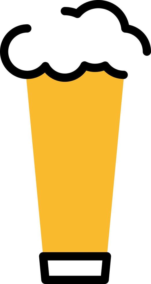 Tall glass of beer, illustration, vector on a white background.