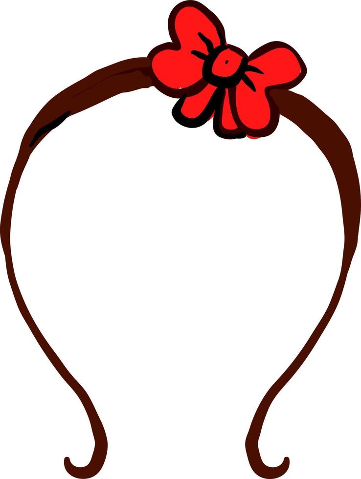 Red bow hairband, illustration, vector on white background.
