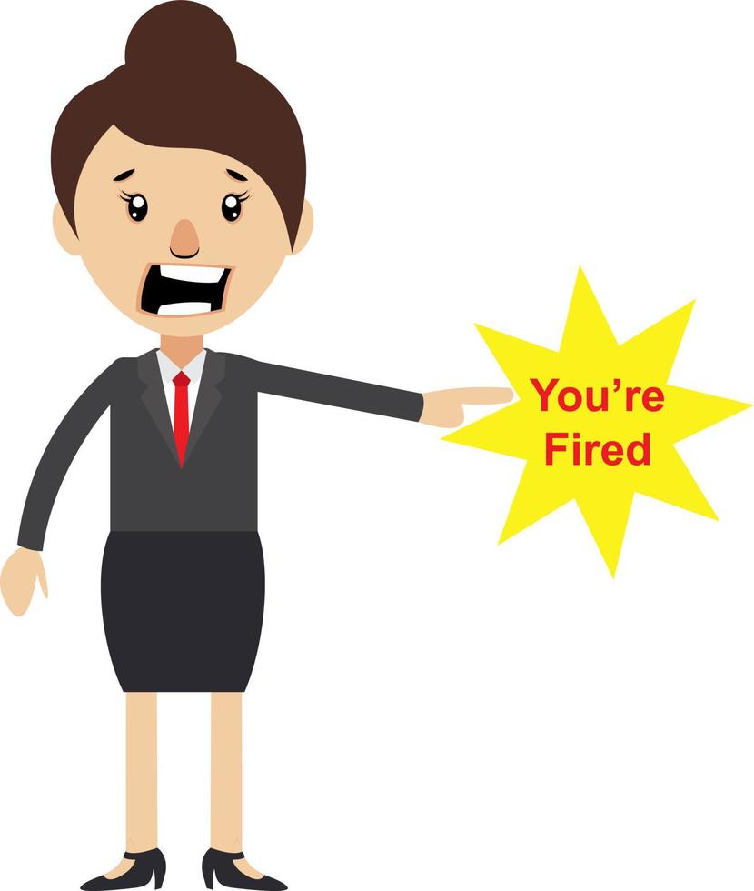 Woman fired worker, illustration, vector on white background.