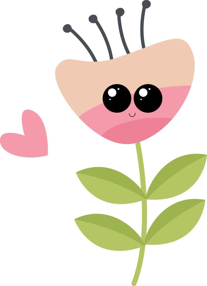 Pink flower, illustration, vector on white background.