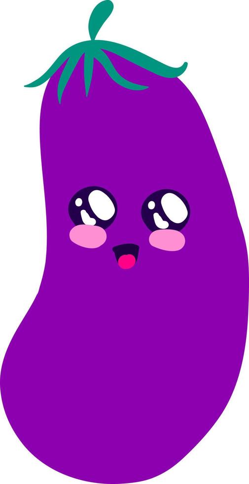 Cute eggplant, illustration, vector on white background.