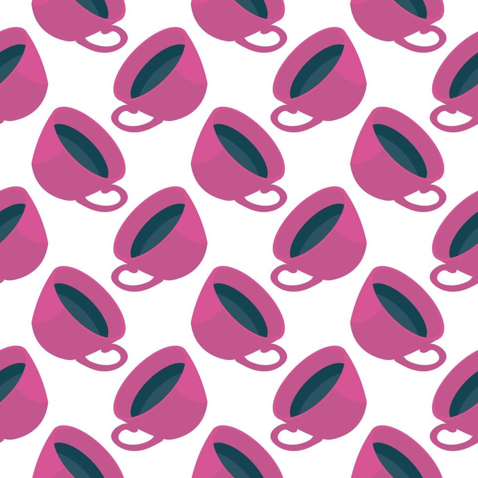 Pink cup of coffe ,seamless pattern on white background. vector