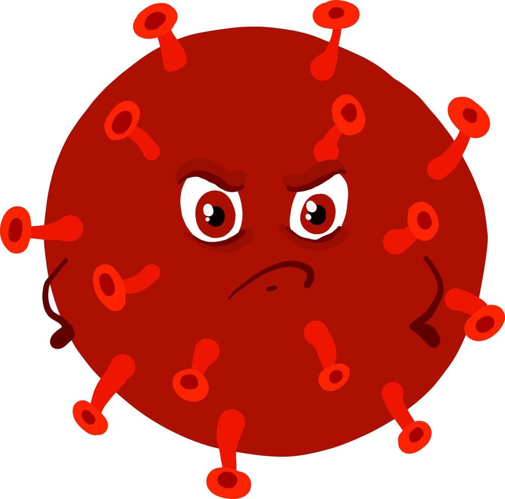 coronavirus rojo enojado, ilustración, vector sobre fondo blanco