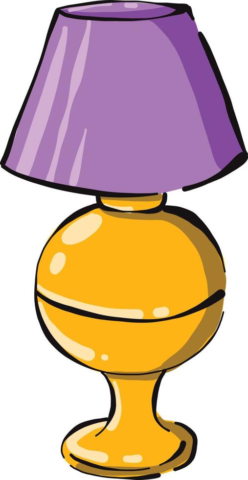 Yellow and purple lamp, illustration, vector on white background.